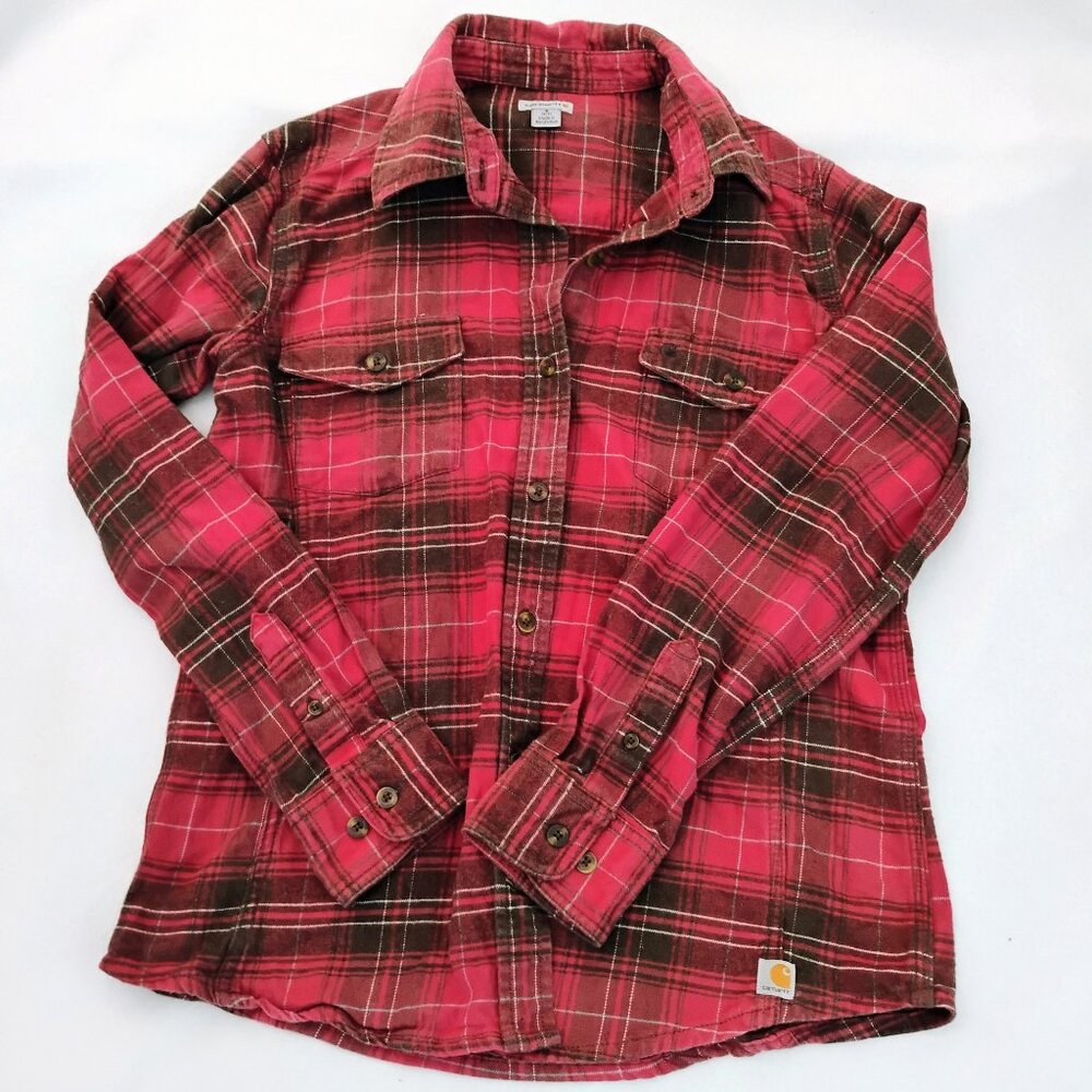 Carhartt Women's Red Flannel Shirt, Size Small (4/6)